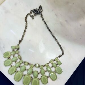 Green Bib-Style Necklace with Semi-Translucent Stones